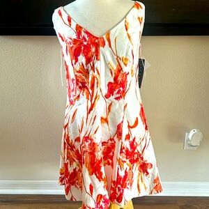 red/pink flower dress